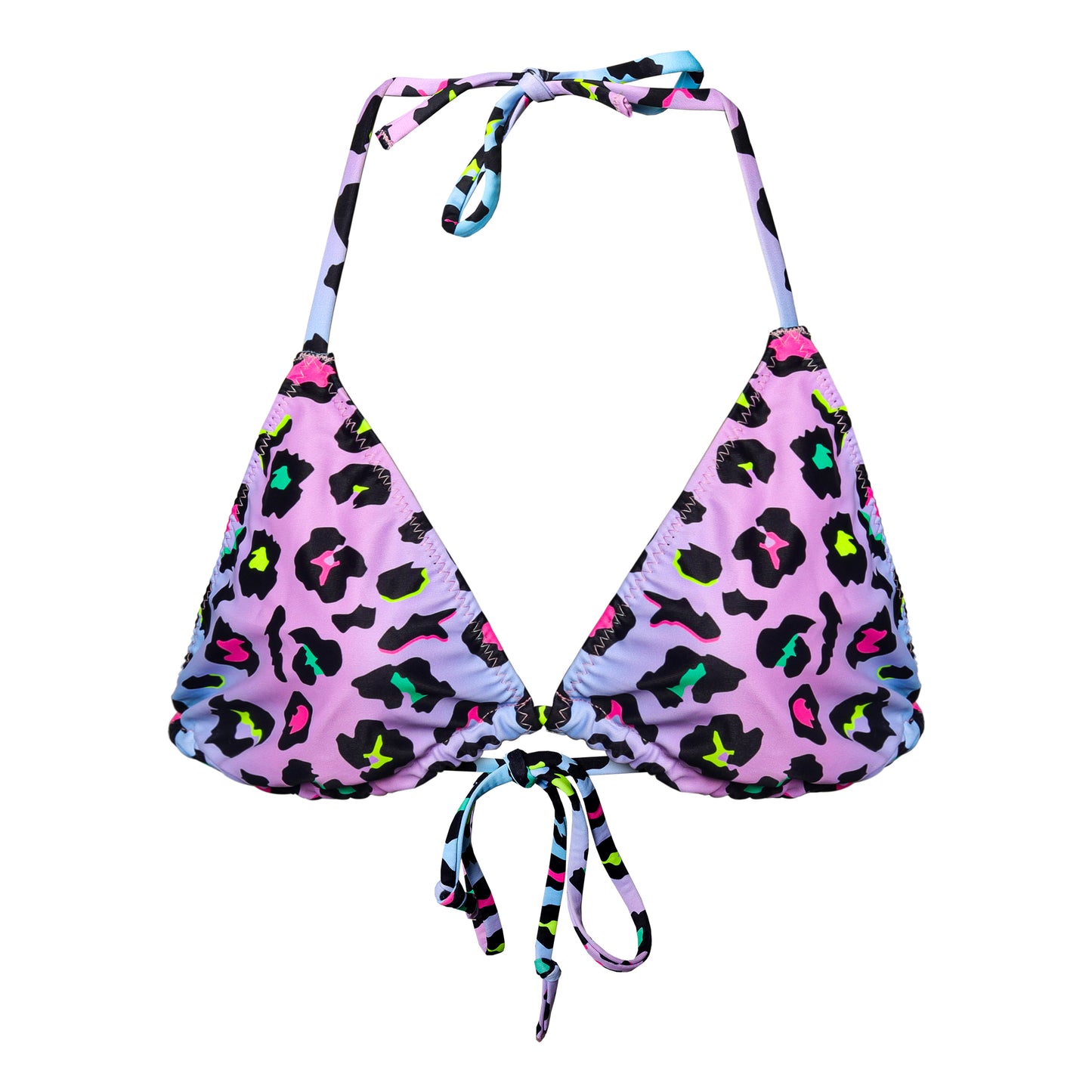 Sky Leopard Print Triangle String Bikini Top