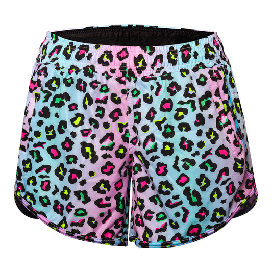 Women's Sky Leopard Print Loose Shorts with Zip Side Pockets