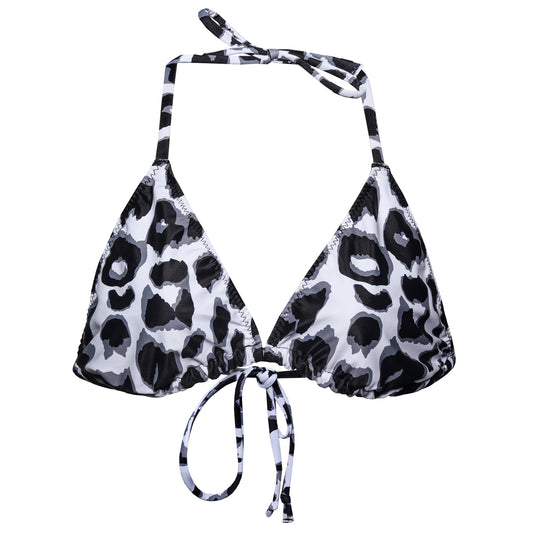 Snow Leopard Print Triangle String Bikini Top