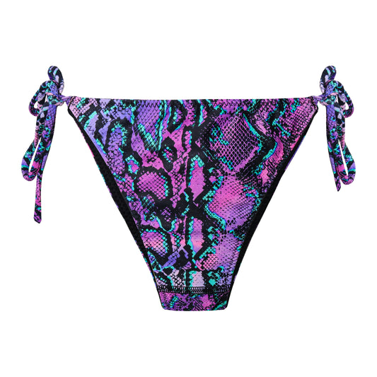 Purple Python Print Tie Side String Bikini Bottom