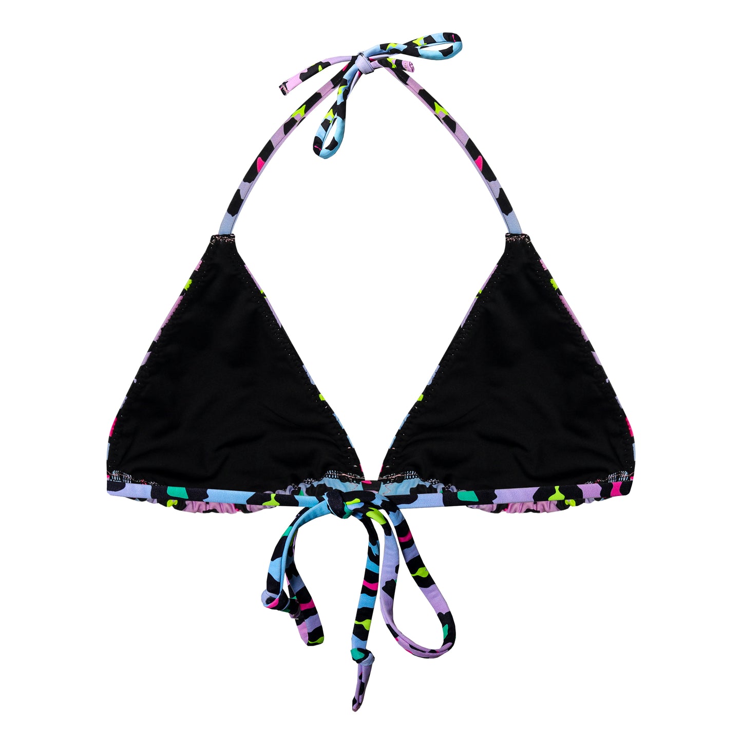 Sky Leopard Print Triangle String Bikini Top