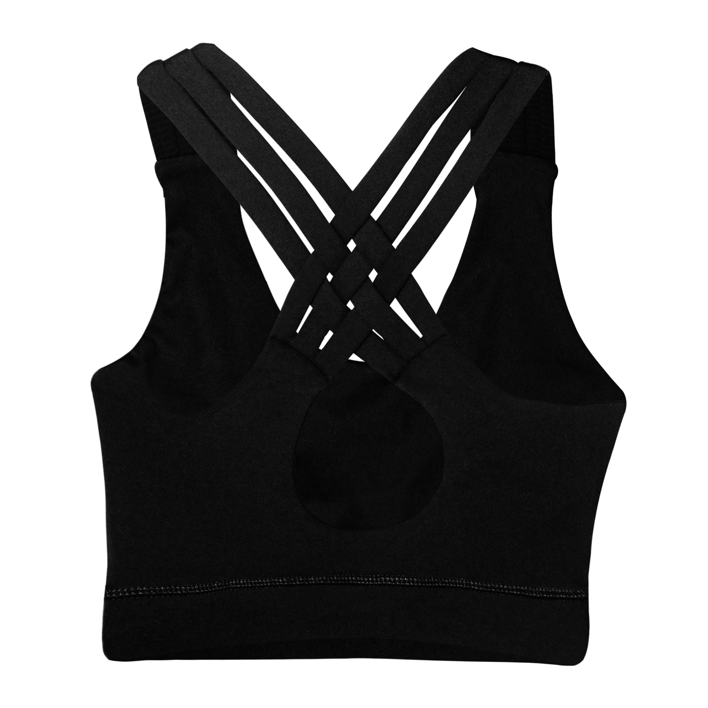 Women's Black Back Criss-Cross Sports Bra