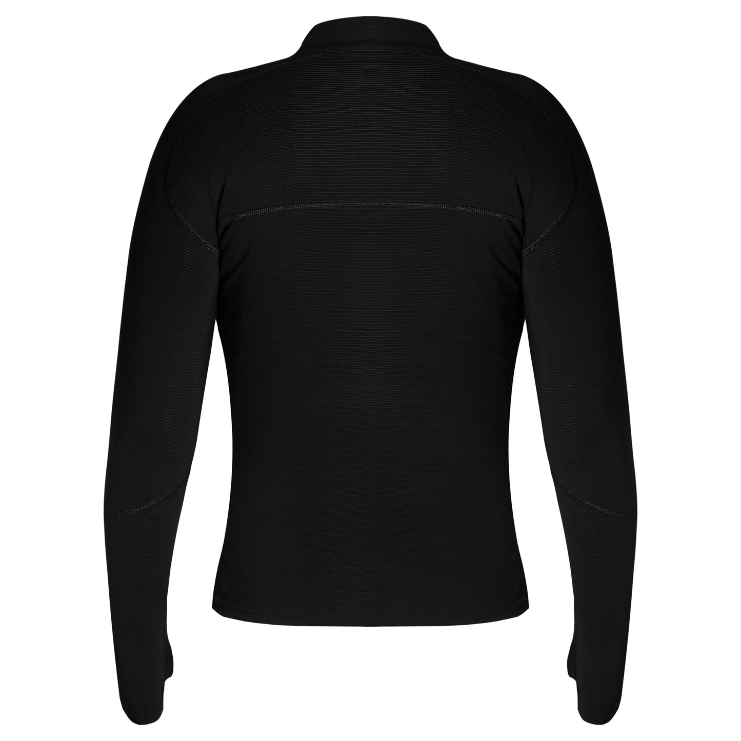 Women's Slim Black Ribbed Long Sleeve Jacket with Thumb Hole & Side Pockets