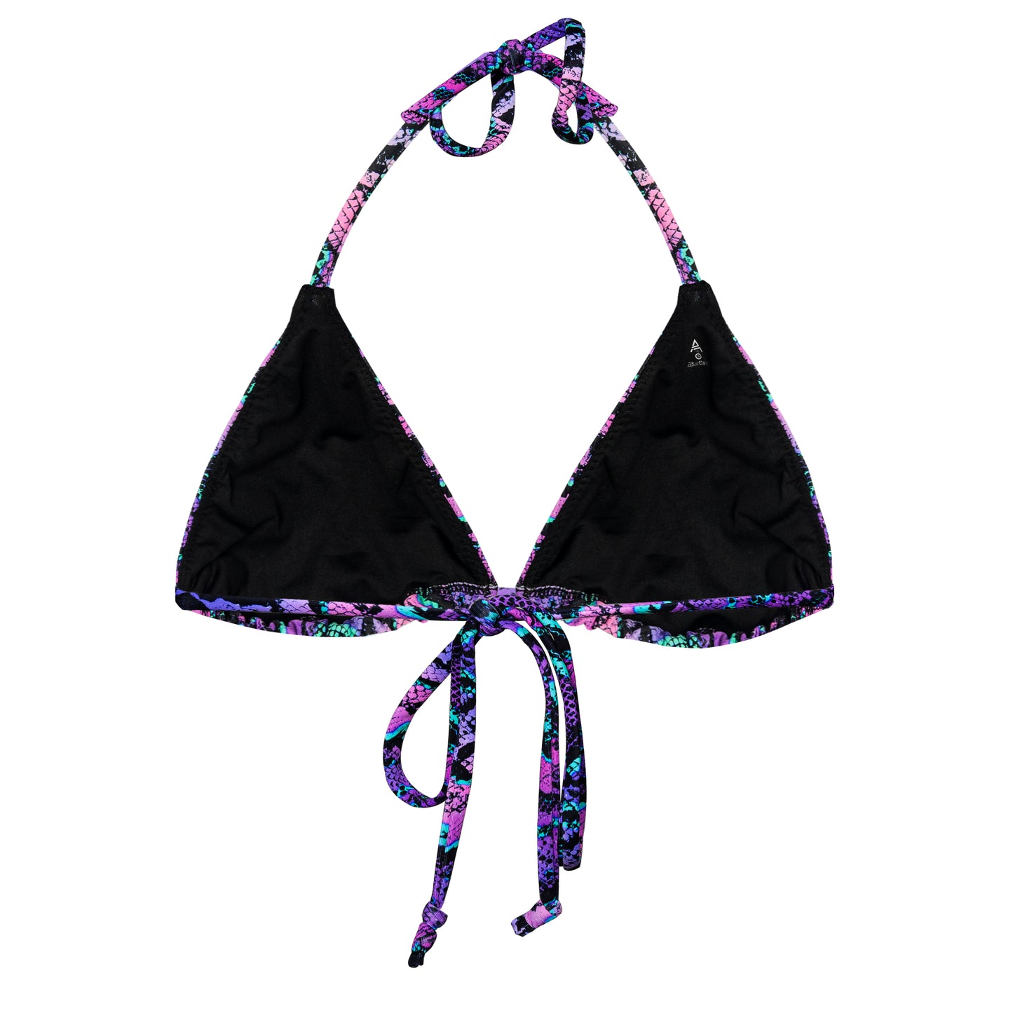 Purple Python Print Triangle String Bikini Top