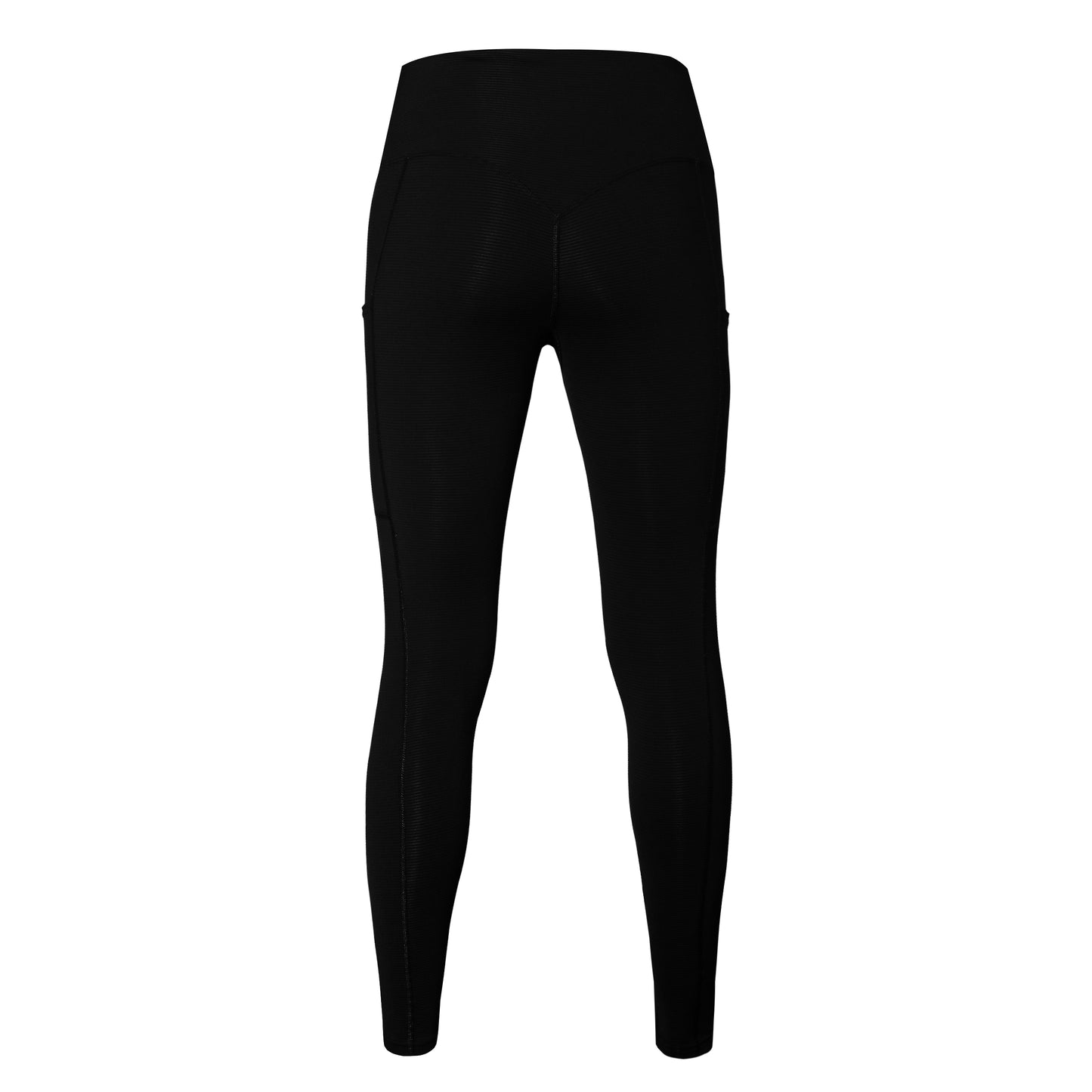 Women's Black Ribbed Leggings with Side Slip Pocket