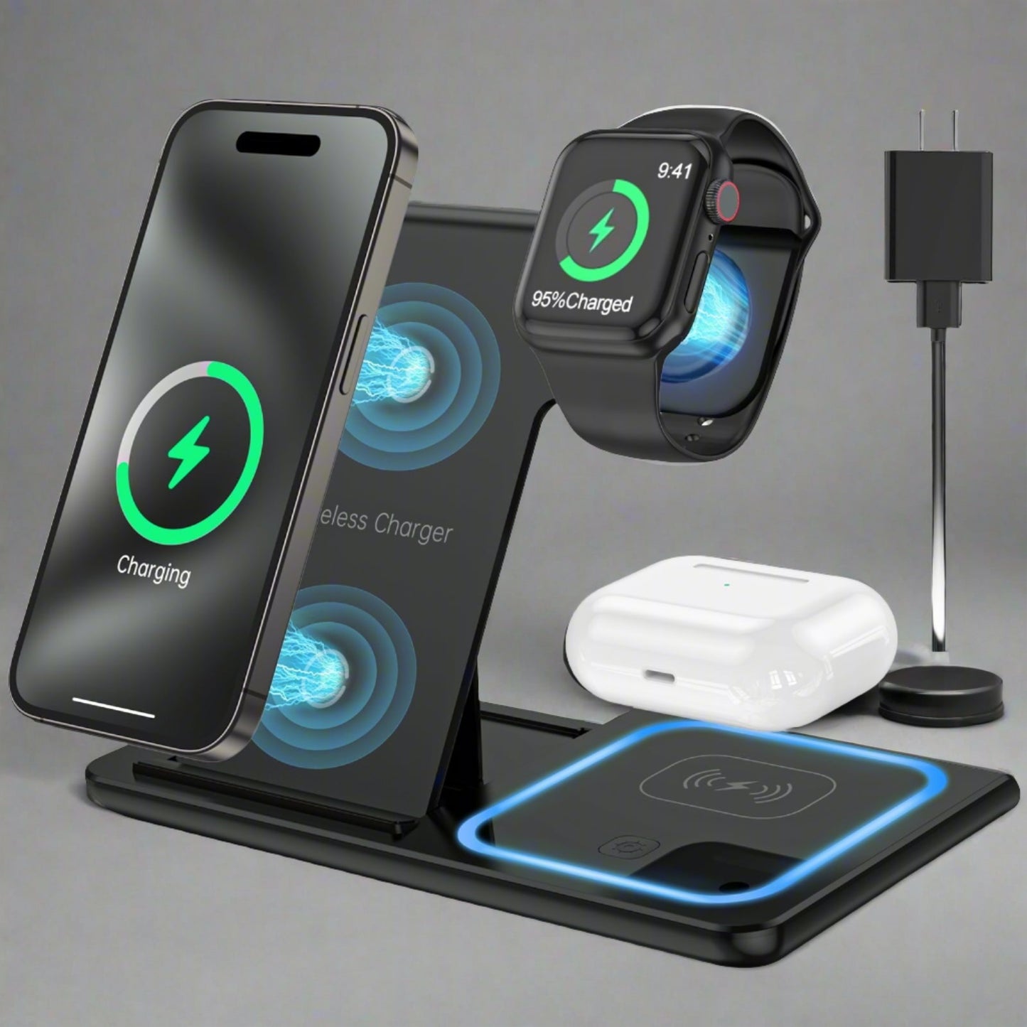 3 in 1 Wireless Charger, 18W Fast Charging Station 