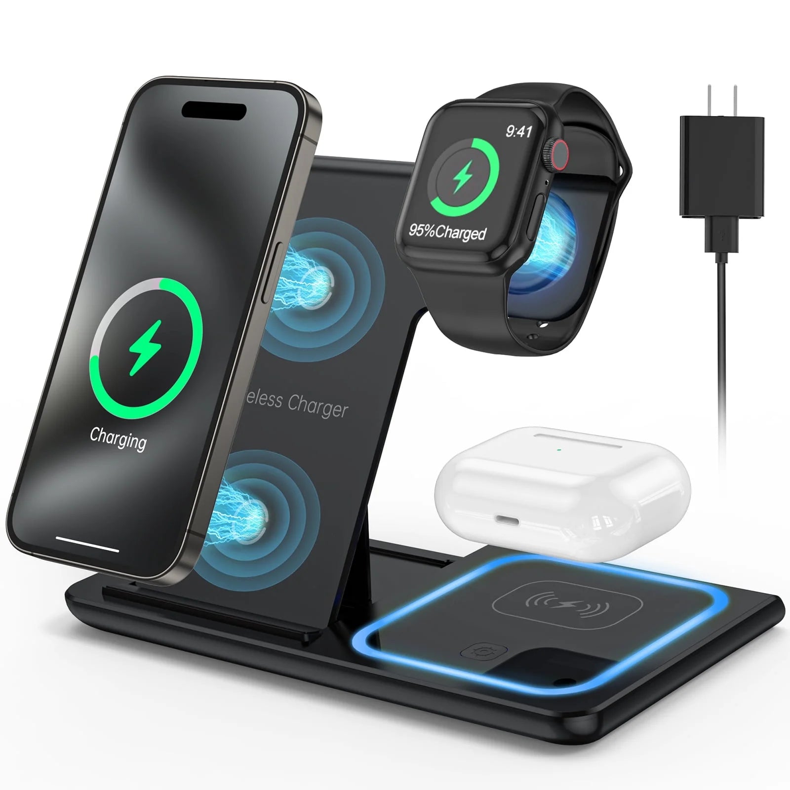 3 in 1 Wireless Charger, 18W Fast Charging Station 