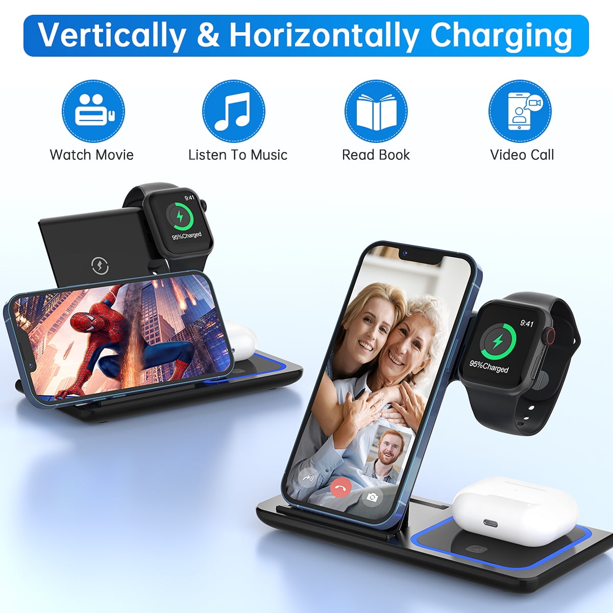 3 in 1 Wireless Charger, 18W Fast Charging Station 