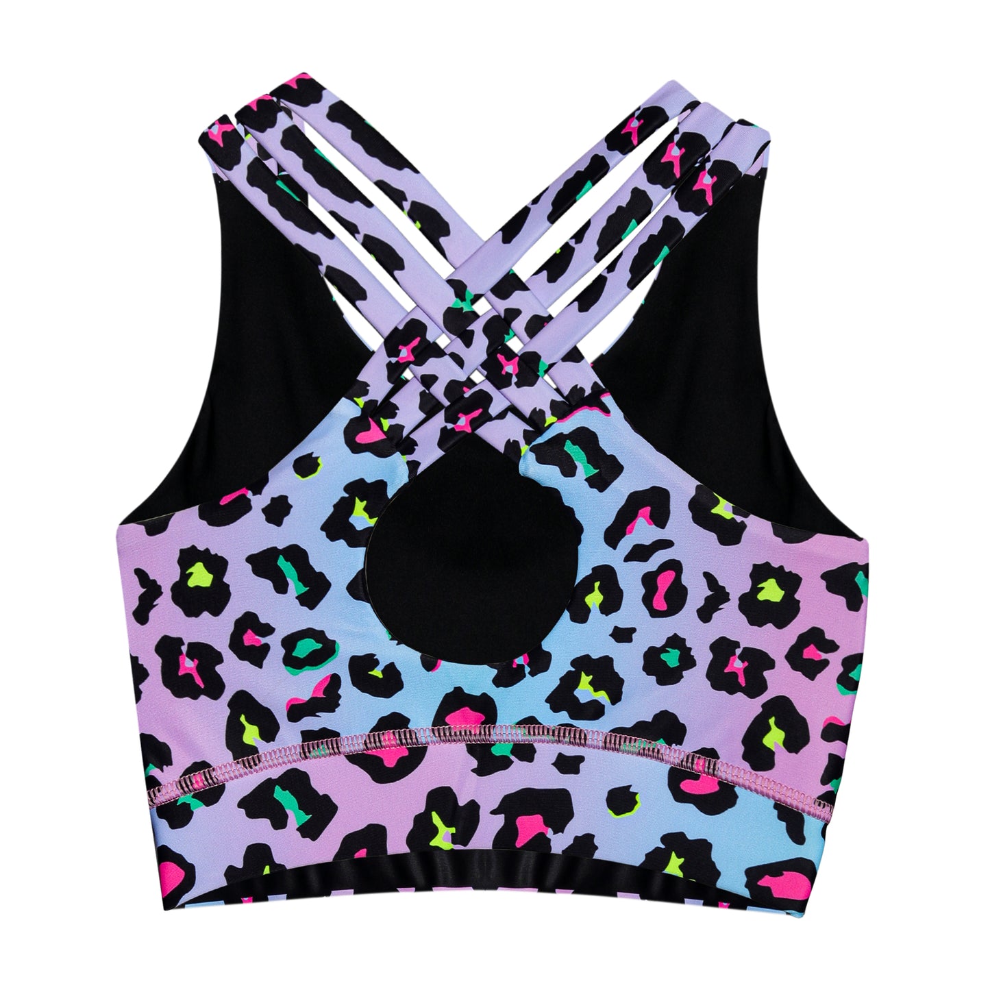 Women's Sky Leopard Print Back Criss-Cross Sports Bra