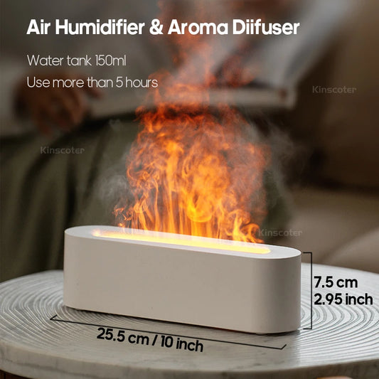 Essential Oil Aroma Diffuser with RGB Realistic Fire Style Light